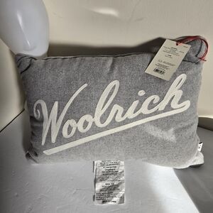 Woolrich Classic Gray and White Logo Pillow New 12x18 Org.30